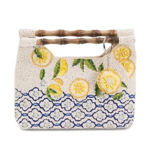 Chic Cream and Blue Floral Women's Tote
